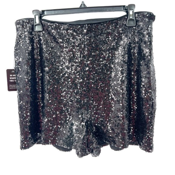 NEW Express extreme HIGH rise waist short shorts sequins black NYE party fun 12 - Picture 2 of 11